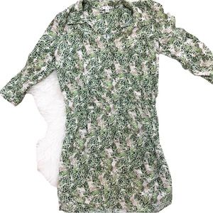 Cabi wrap dress, green tropical leaf print,S